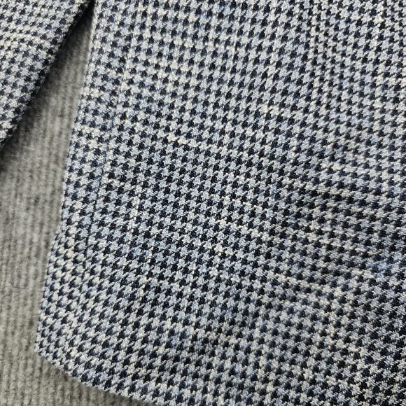 Indochino Blazer Mens 36 Houndstooth Guabello Libera Wool Linen Preppy Blue Suit - Picture 9 of 16